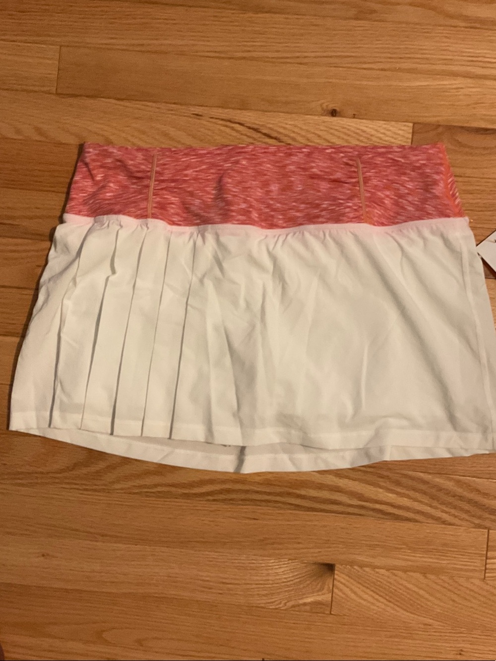 Lucy White Performance Skirt with Pink Heathered Waistband Size L
